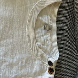 J. Crew Cream Button-Shoulder Sweatshirt
